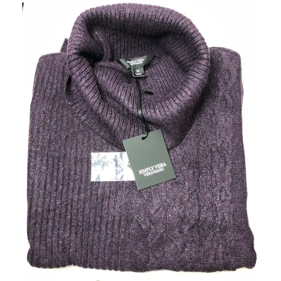 SOLD Simply Vera Wang Womens Purple Asymmetrical Cowlneck Sweater Sz XL NWT - Picture 3 of 10